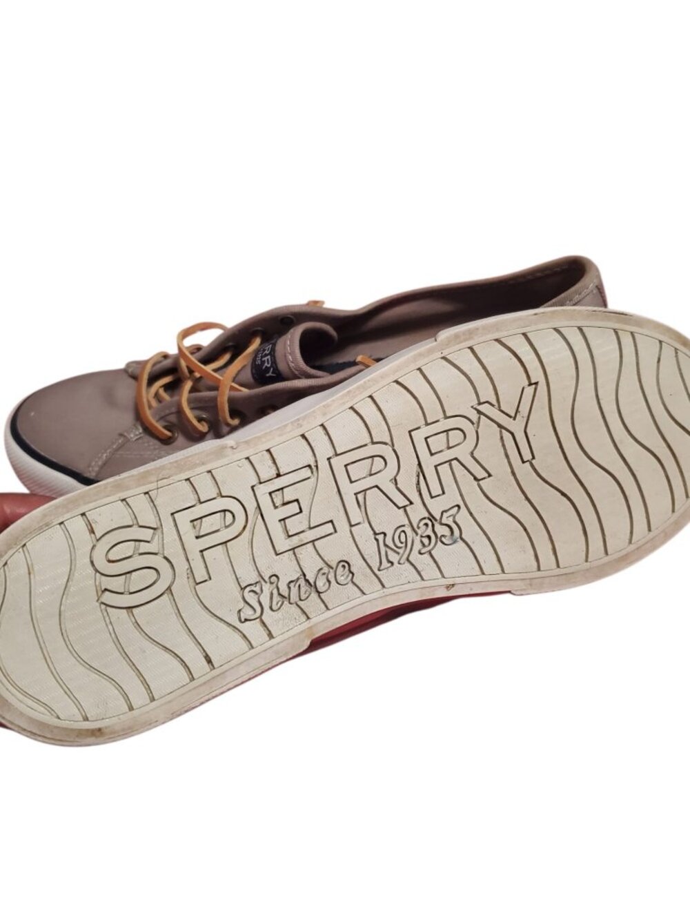 Sperry Womens Canvas Sneakers With Leather Laces gray Size 8.5M - Picture 12 of 12